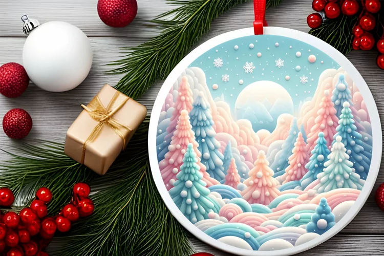 Round Christmas Ornament Sublimation|Clipart