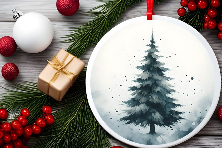 Round Christmas Ornament Sublimation|Clipart example image 1