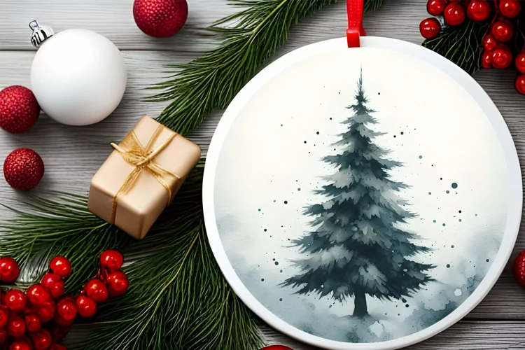 Round Christmas Ornament Sublimation|Clipart