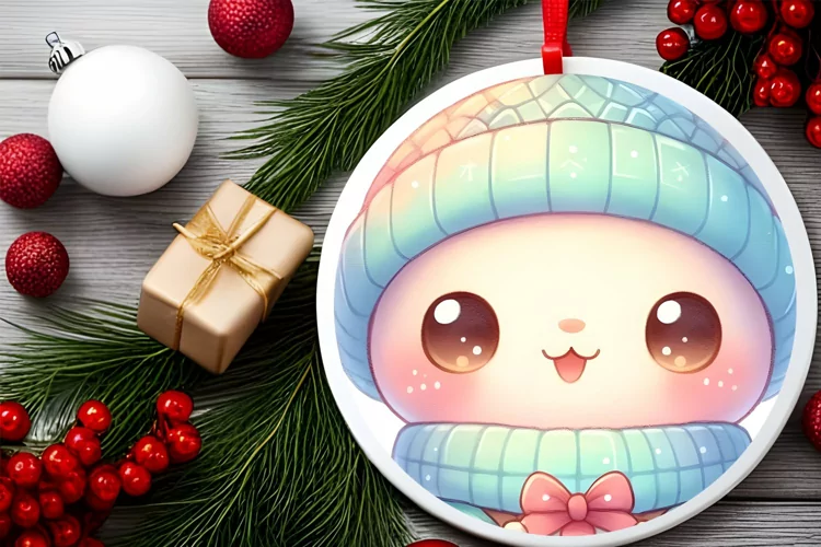 Round Christmas Ornament Sublimation|Clipart