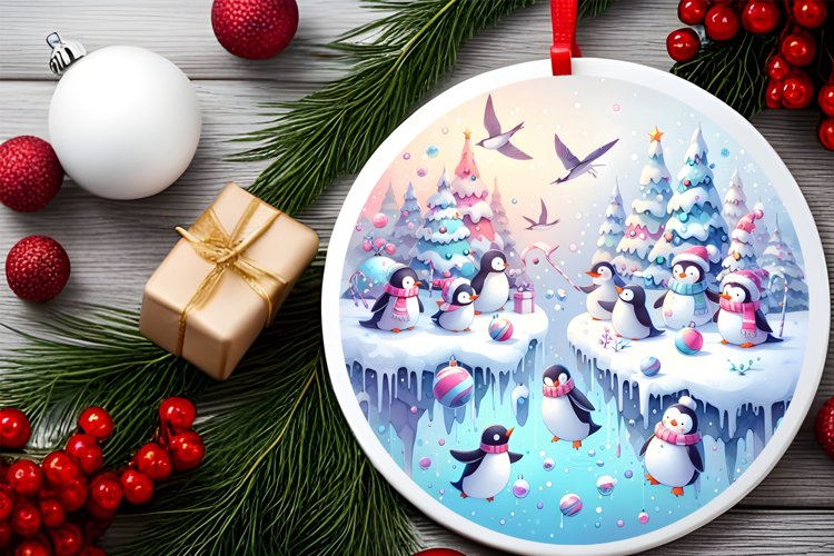 Round Christmas Ornament Sublimation|Clipart example image 1