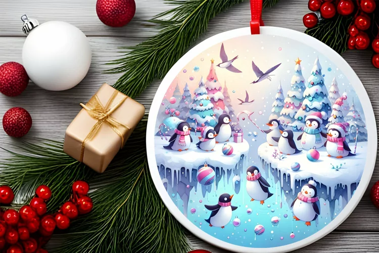 Round Christmas Ornament Sublimation|Clipart