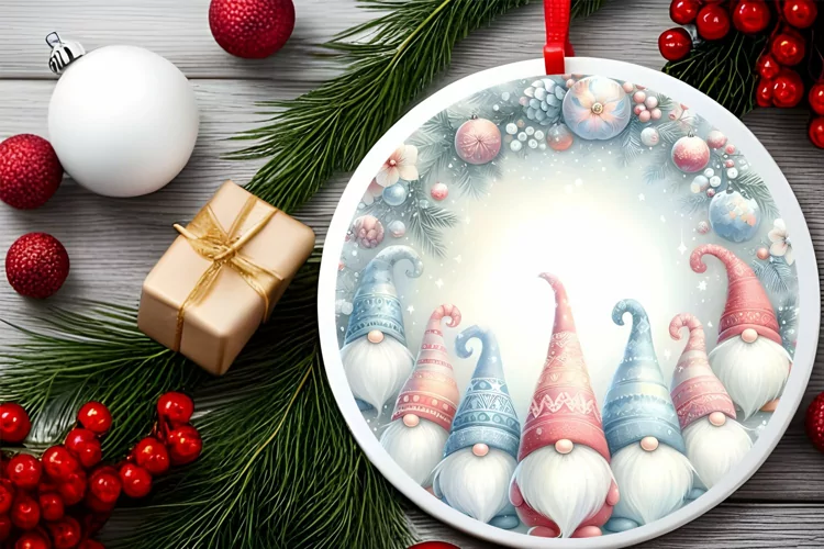 Round Christmas Ornament Sublimation|Clipart