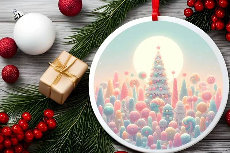 Round Christmas Ornament Sublimation|Clipart