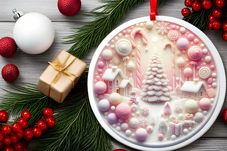 Round Christmas Ornament Sublimation|Clipart