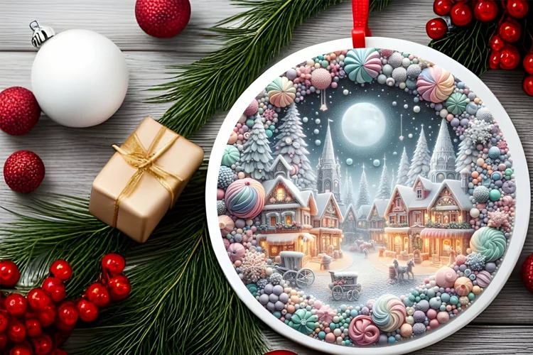 Round Christmas Ornament Sublimation|Clipart
