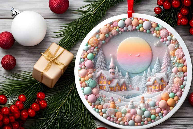 Round Christmas Ornament Sublimation|Clipart example image 1