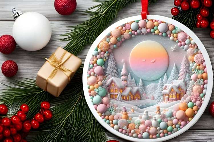 Round Christmas Ornament Sublimation|Clipart