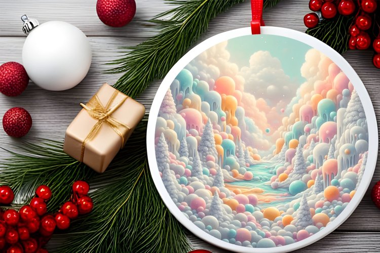 Round Christmas Ornament Sublimation|Clipart example image 1