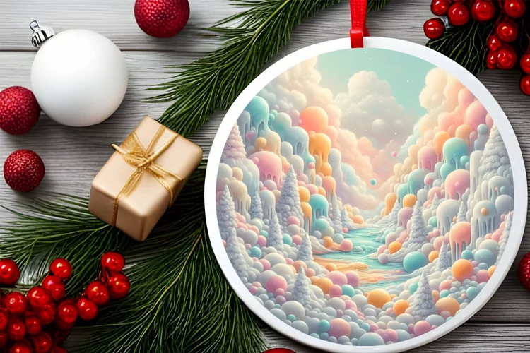 Round Christmas Ornament Sublimation|Clipart