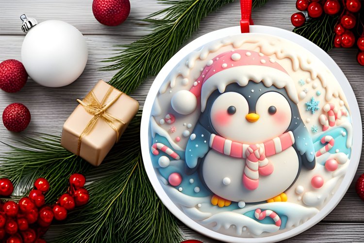 Round Christmas Ornament Sublimation|Clipart example image 1