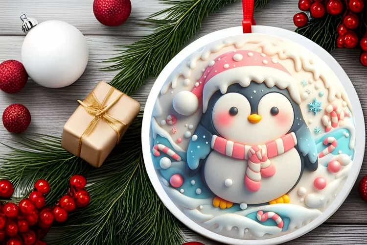 Round Christmas Ornament Sublimation|Clipart