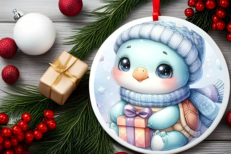 Round Christmas Ornament Sublimation|Clipart