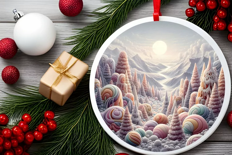 Round Christmas Ornament Sublimation|Clipart