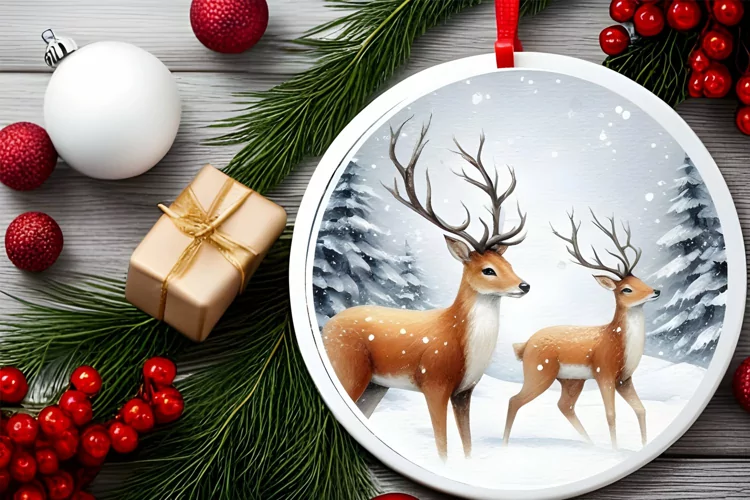 Round Christmas Ornament Sublimation|Clipart