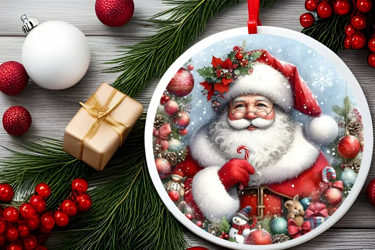 Round Christmas Ornament Sublimation|Clipart