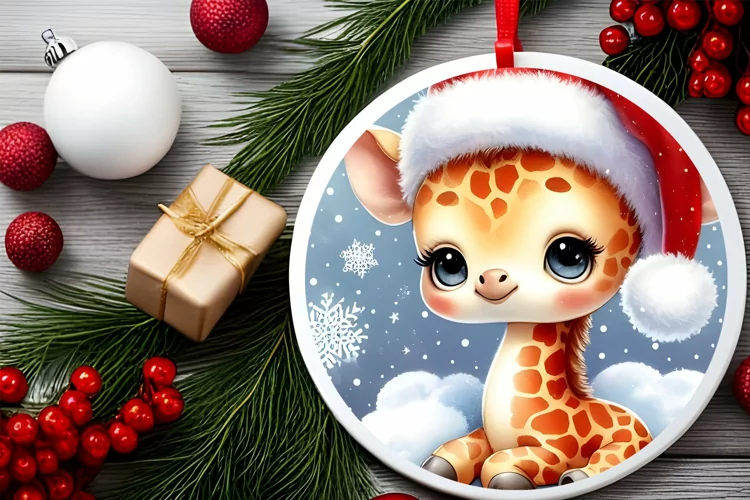Round Christmas Ornament Sublimation|Clipart