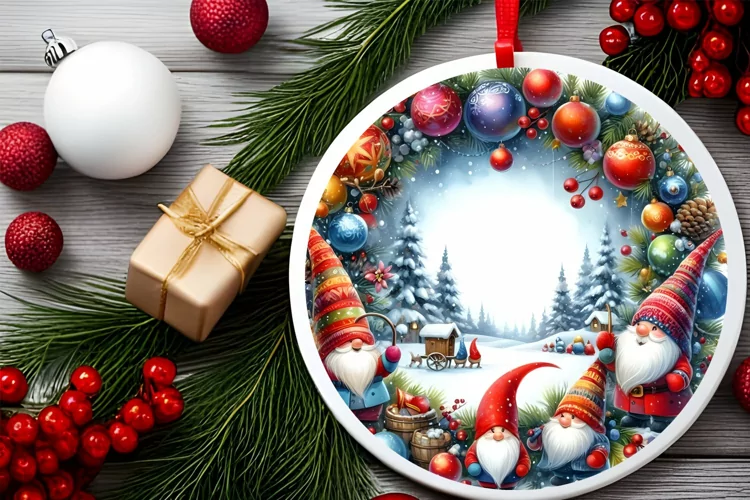 Round Christmas Ornament Sublimation|Clipart