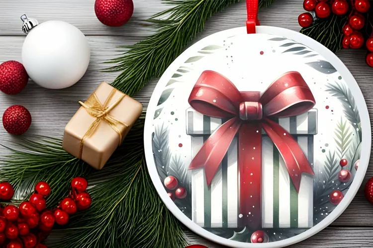 Round Christmas Ornament Sublimation|Clipart
