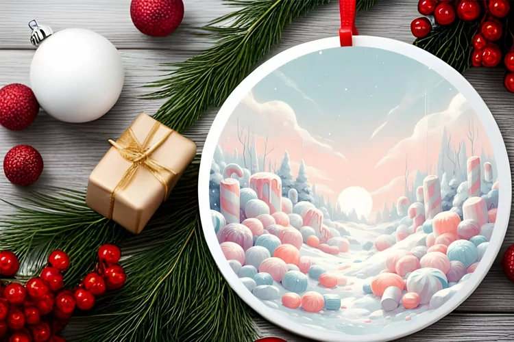 Round Christmas Ornament Sublimation|Clipart