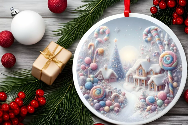 Round Christmas Ornament Sublimation|Clipart