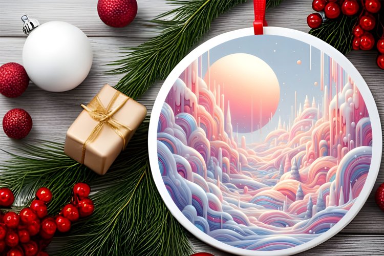 Round Christmas Ornament Sublimation|Clipart example image 1