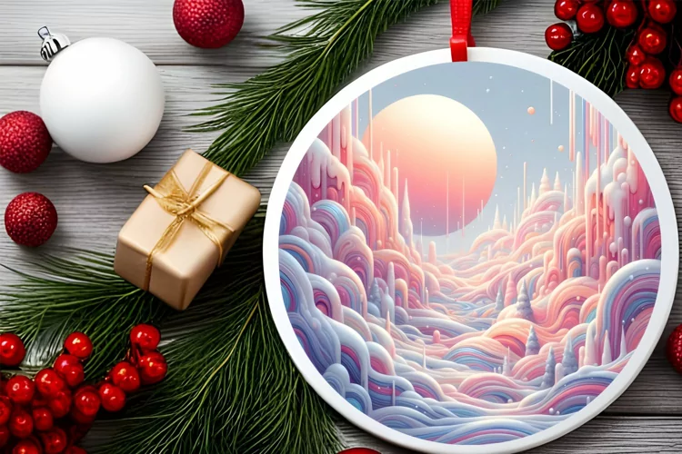 Round Christmas Ornament Sublimation|Clipart