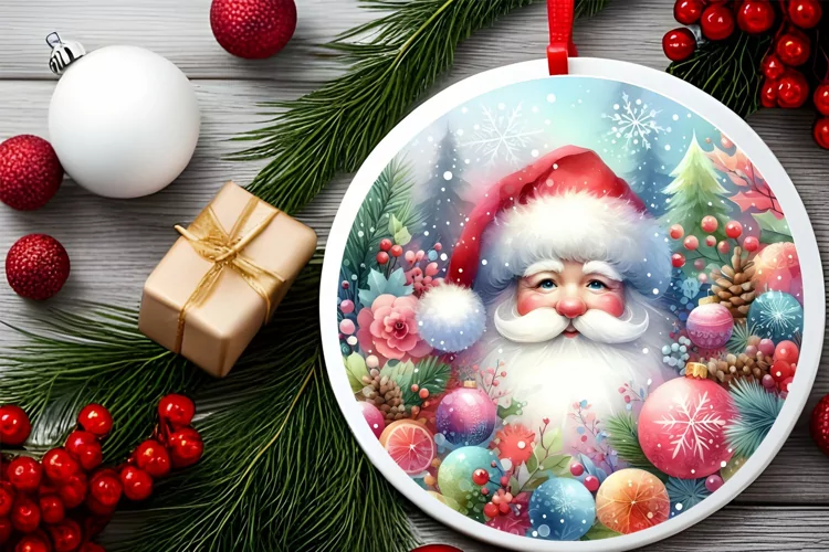 Round Christmas Ornament Sublimation|Clipart