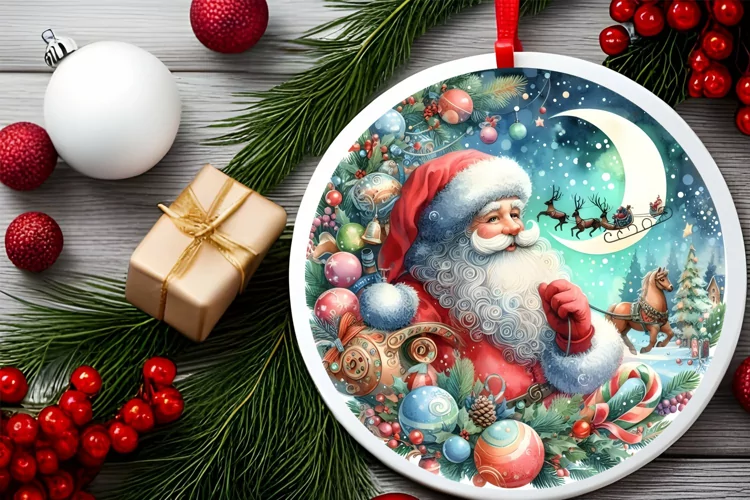 Round Christmas Ornament Sublimation|Clipart