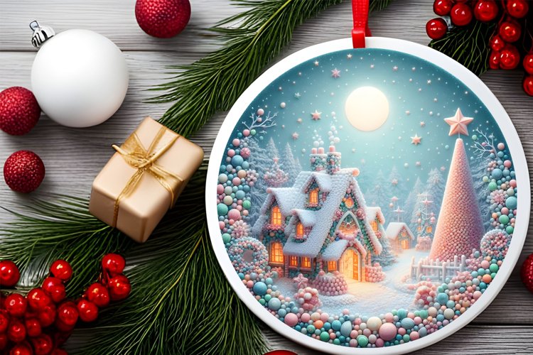 Round Christmas Ornament Sublimation|Clipart example image 1