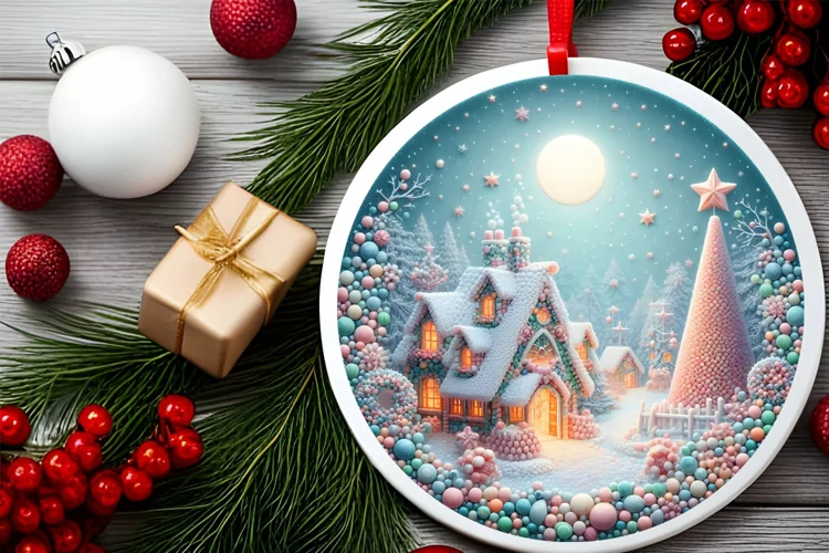 Round Christmas Ornament Sublimation|Clipart