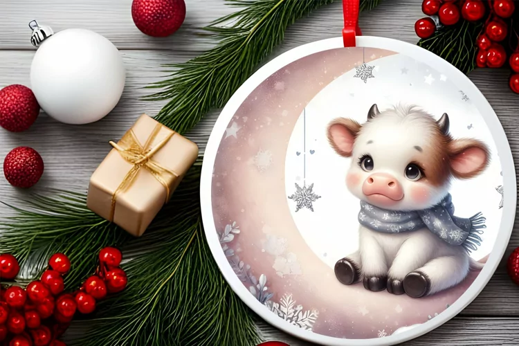 Round Christmas Ornament Sublimation|Clipart