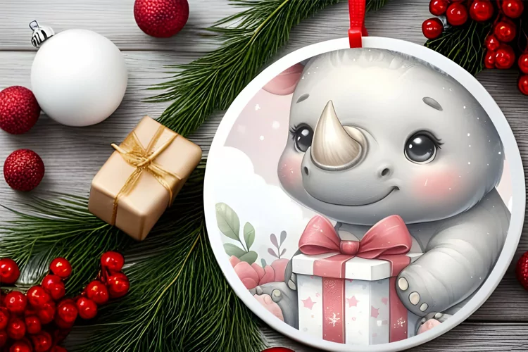 Round Christmas Ornament Sublimation|Clipart