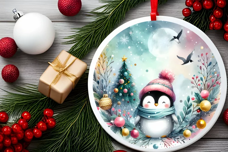 Round Christmas Ornament Sublimation|Clipart