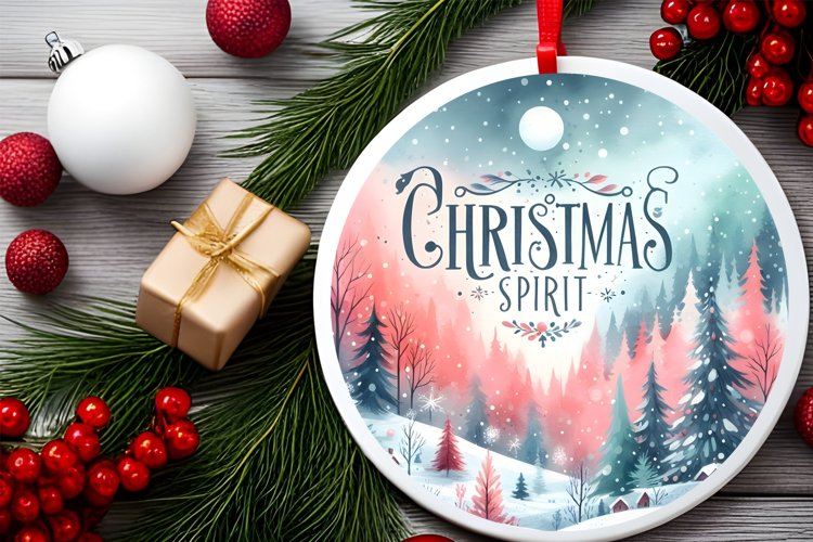 Round Christmas Ornament Sublimation|Clipart example image 1