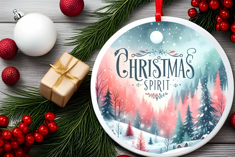 Round Christmas Ornament Sublimation|Clipart