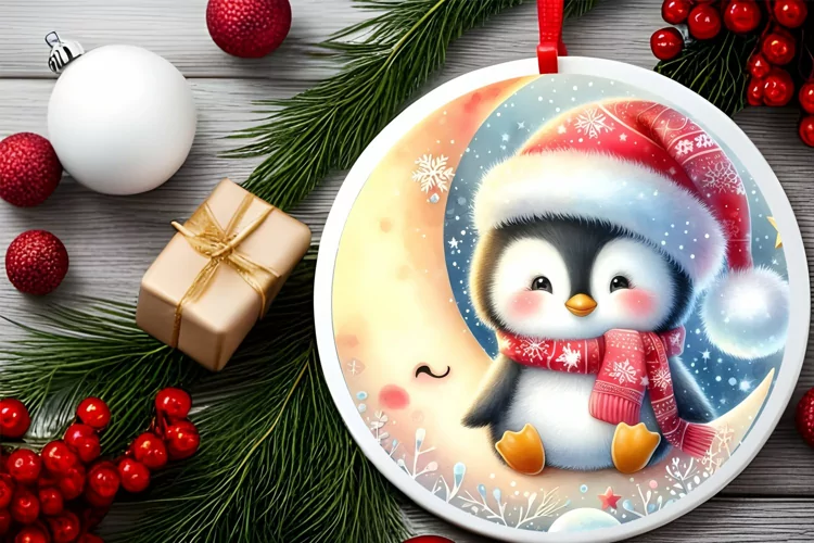 Round Christmas Ornament Sublimation|Clipart
