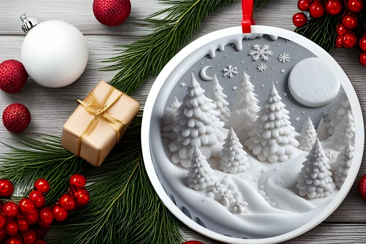 Round Christmas Ornament Sublimation|Clipart