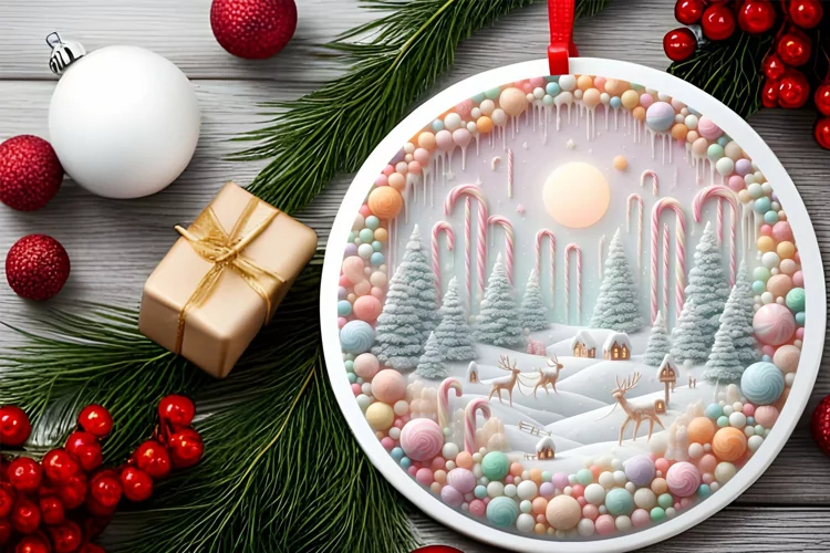 Round Christmas Ornament Sublimation|Clipart