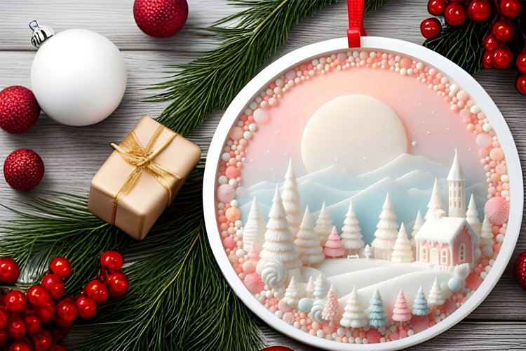 Round Christmas Ornament Sublimation|Clipart example image 1