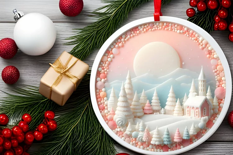 Round Christmas Ornament Sublimation|Clipart