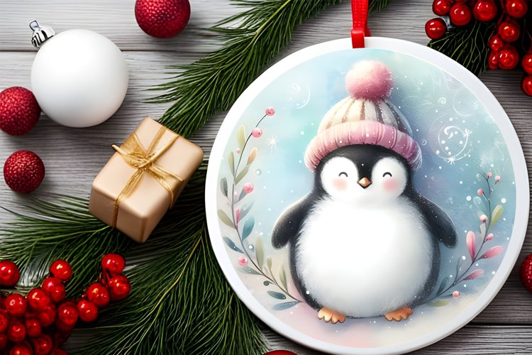Round Christmas Ornament Sublimation|Clipart example image 1