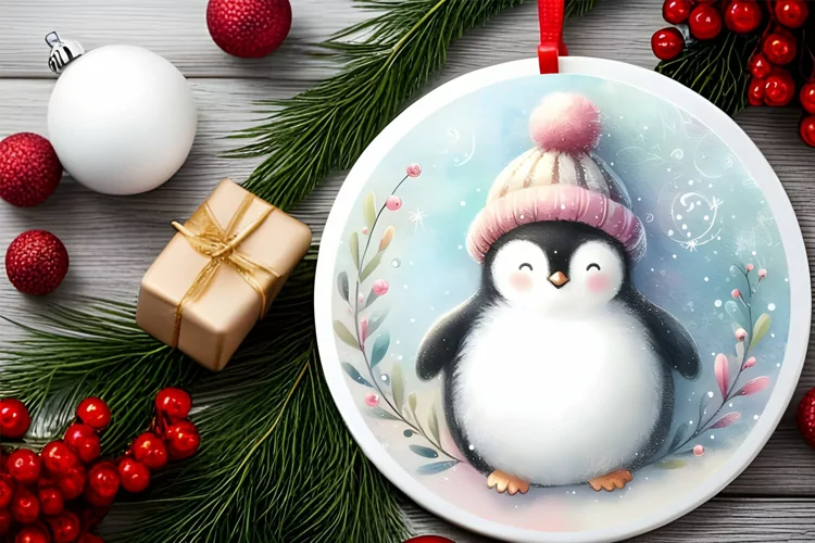Round Christmas Ornament Sublimation|Clipart