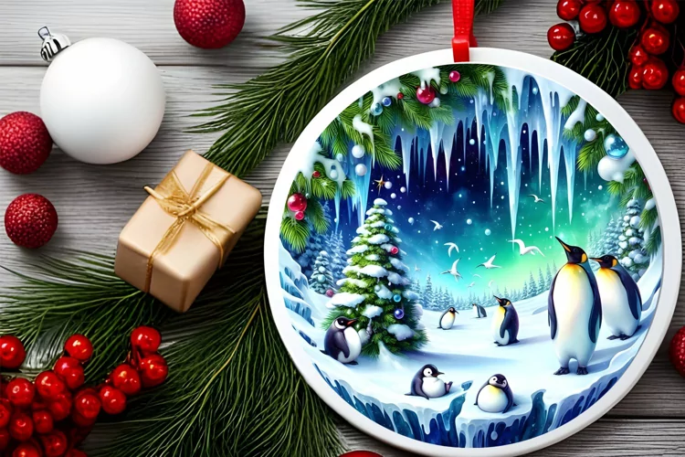 Round Christmas Ornament Sublimation|Clipart