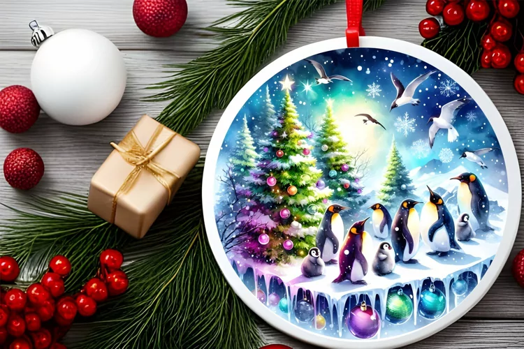 Round Christmas Ornament Sublimation|Clipart
