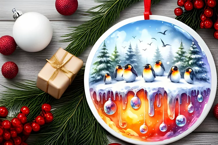 Round Christmas Ornament Sublimation|Clipart