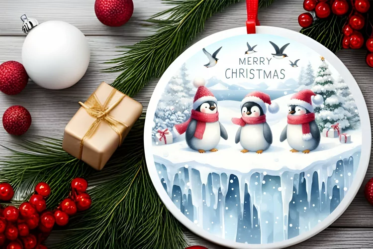 Round Christmas Ornament Sublimation|Clipart