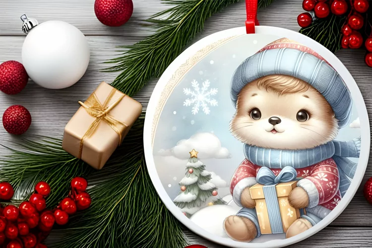 Round Christmas Ornament Sublimation|Clipart