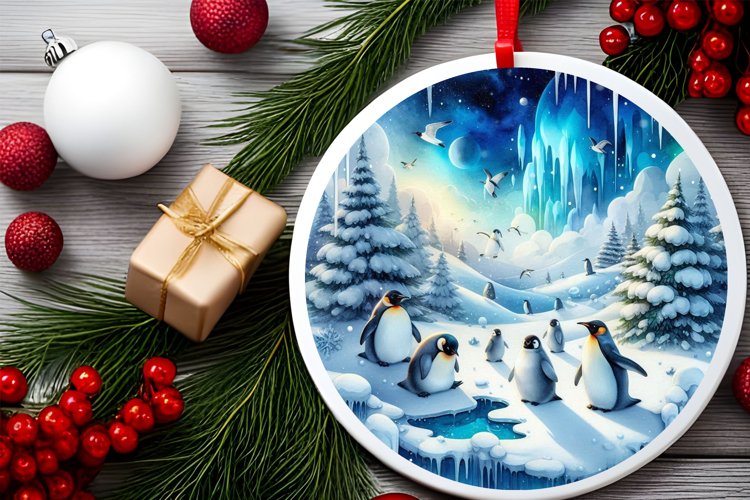 Round Christmas Ornament Sublimation|Clipart example image 1
