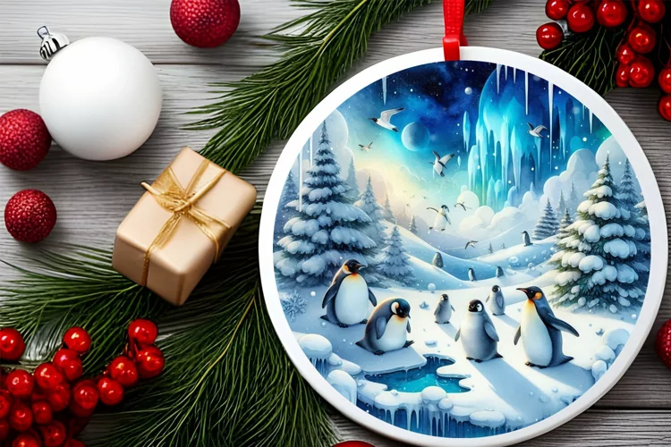 Round Christmas Ornament Sublimation|Clipart